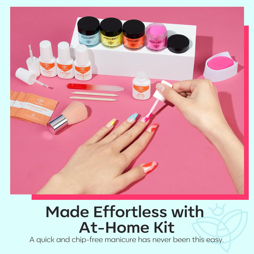 Modelones Dip Powder Nail Kit – 4 Colors, No Lamp Needed, Complete Starter