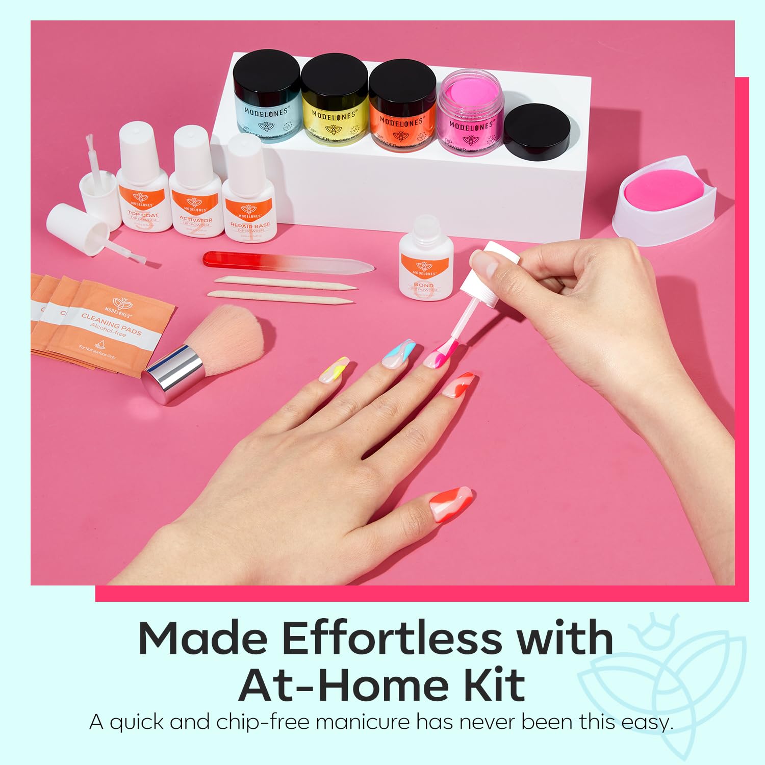 Modelones Dip Powder Nail Kit – 4 Colors, No Lamp Needed, Complete Starter