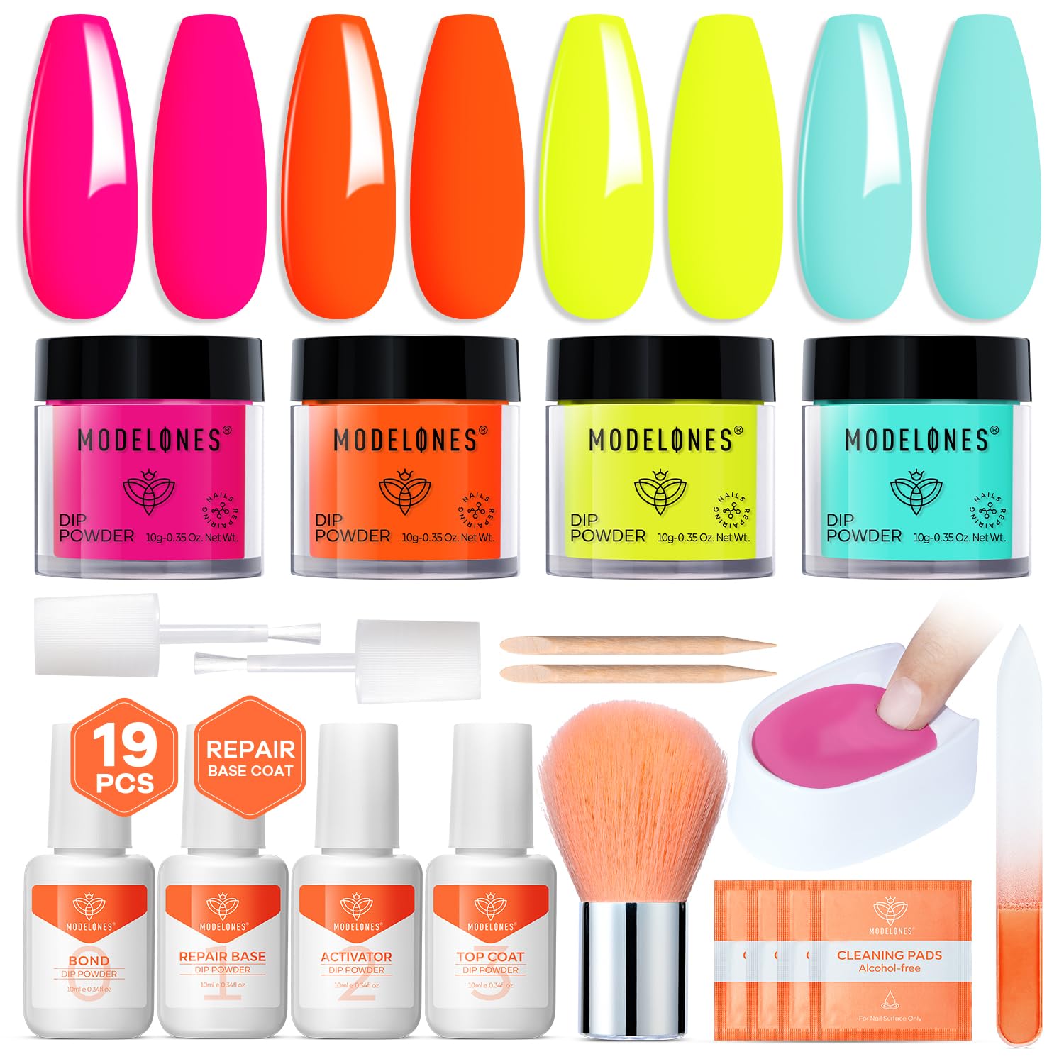 Modelones Dip Powder Nail Kit – 4 Colors, No Lamp Needed, Complete Starter