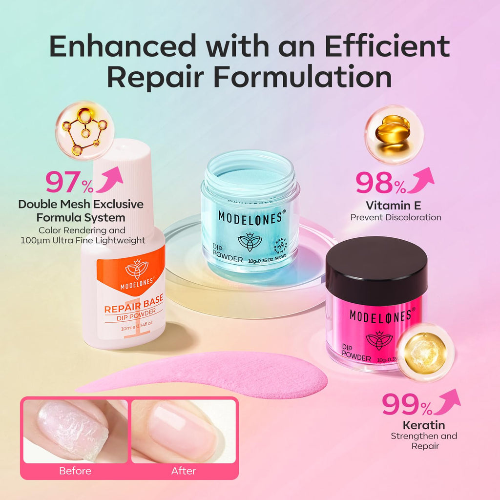Modelones Dip Powder Nail Kit – 4 Colors, No Lamp Needed, Complete Starter