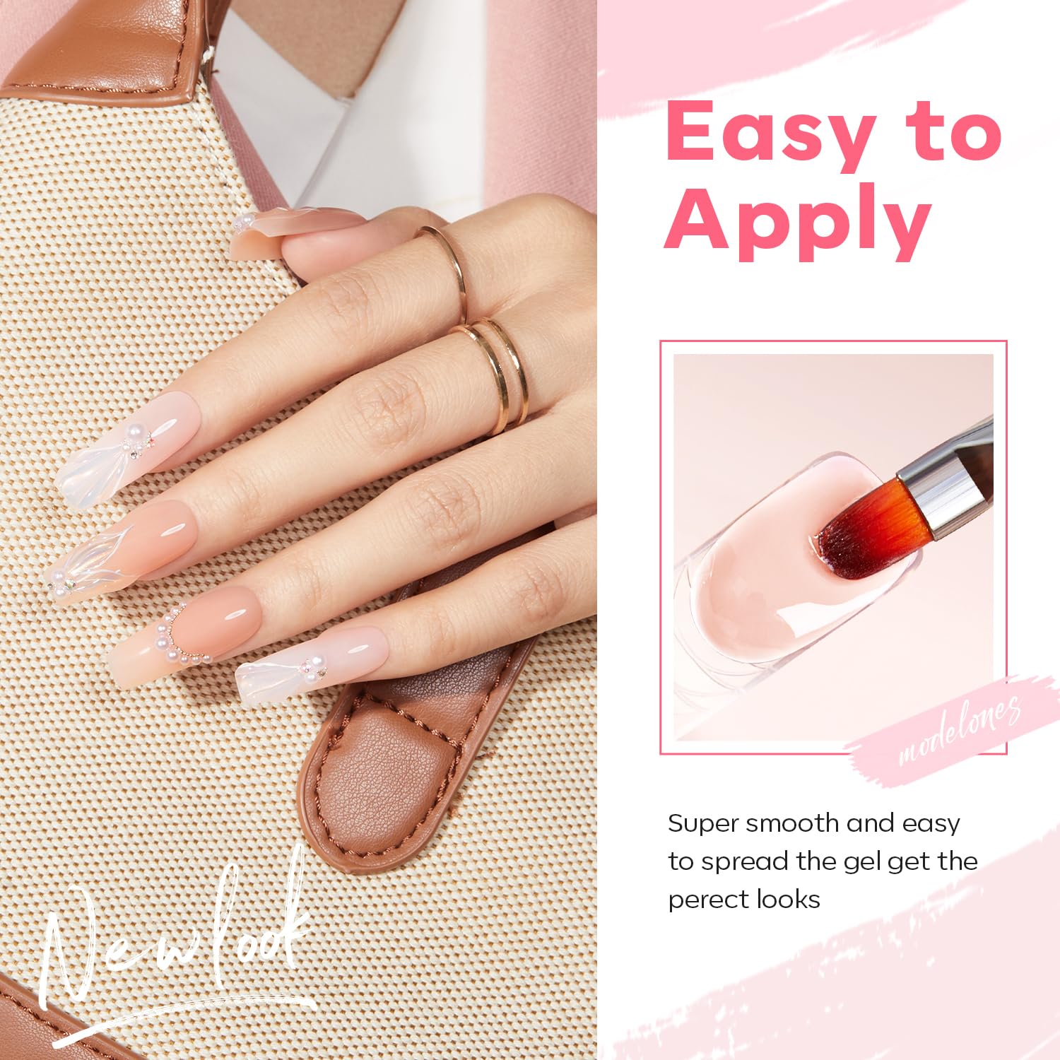Modelones Poly Nail Gel Set – 6 Jelly Nude Pink Colors for DIY Manicure | Home Salon