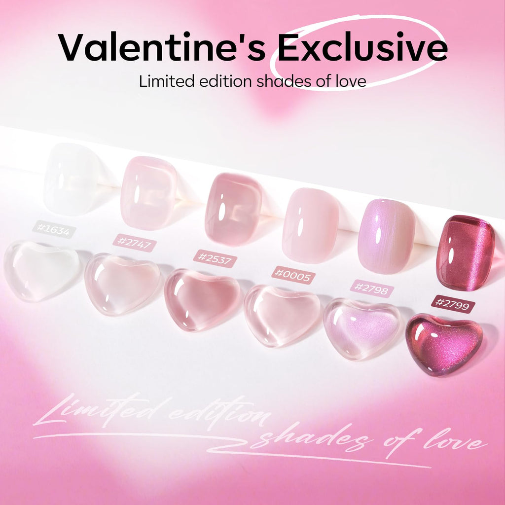 Modelones Gel Nail Polish Set – 6 Pastel Colors, Cat Eye & Pearl Glitter, Gift Kit