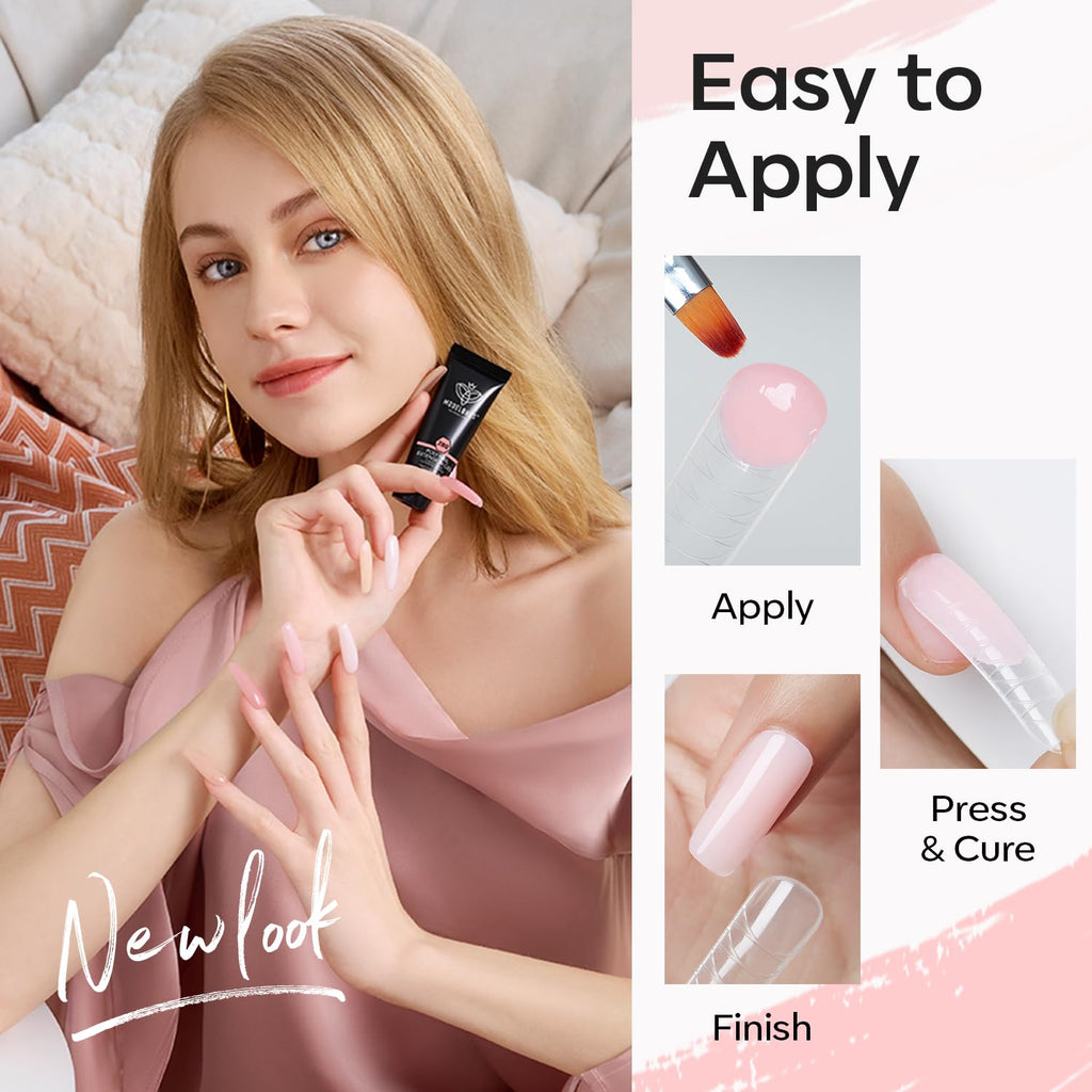 Modelones Poly Nail Gel Kit: 6 Colors + 8W Lamp for At-Home Nails