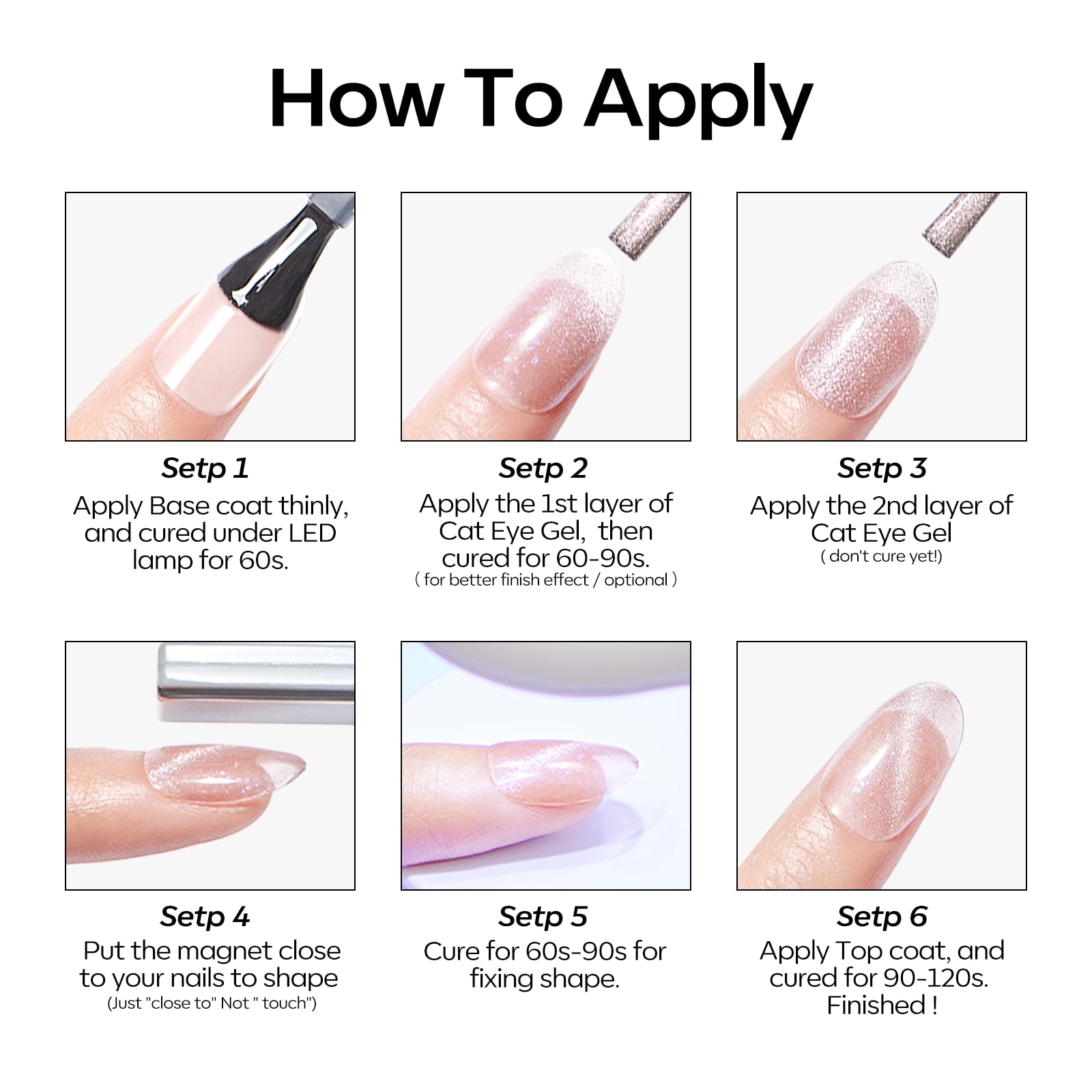 Modelones Cat Eye Gel Nail Polish Kit – 6 Nude Colors with Magnet Sparkle | Soak-Off LED Gel (Galaxy Series)