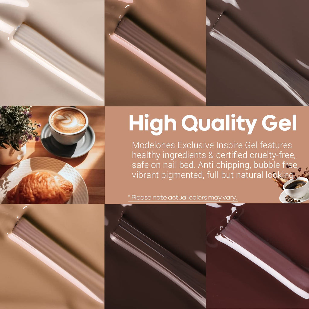 Modelones Gel Nail Polish Set – 6-Color Autumn & Winter Neutral Gel Polishes | Soak-Off