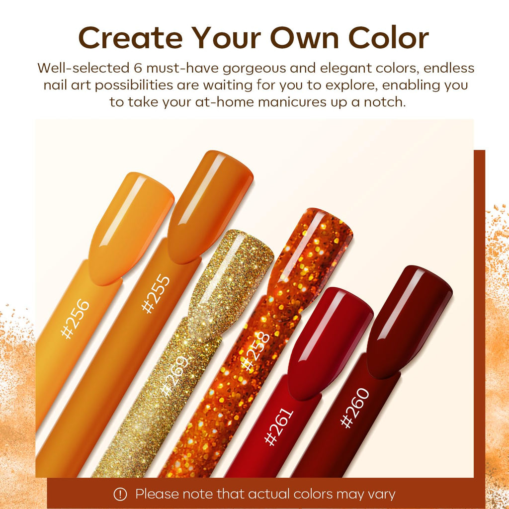 MODELONES 6 Colors Acrylic Powder – Fall Nail Art Kit for 2–3 Week Wear