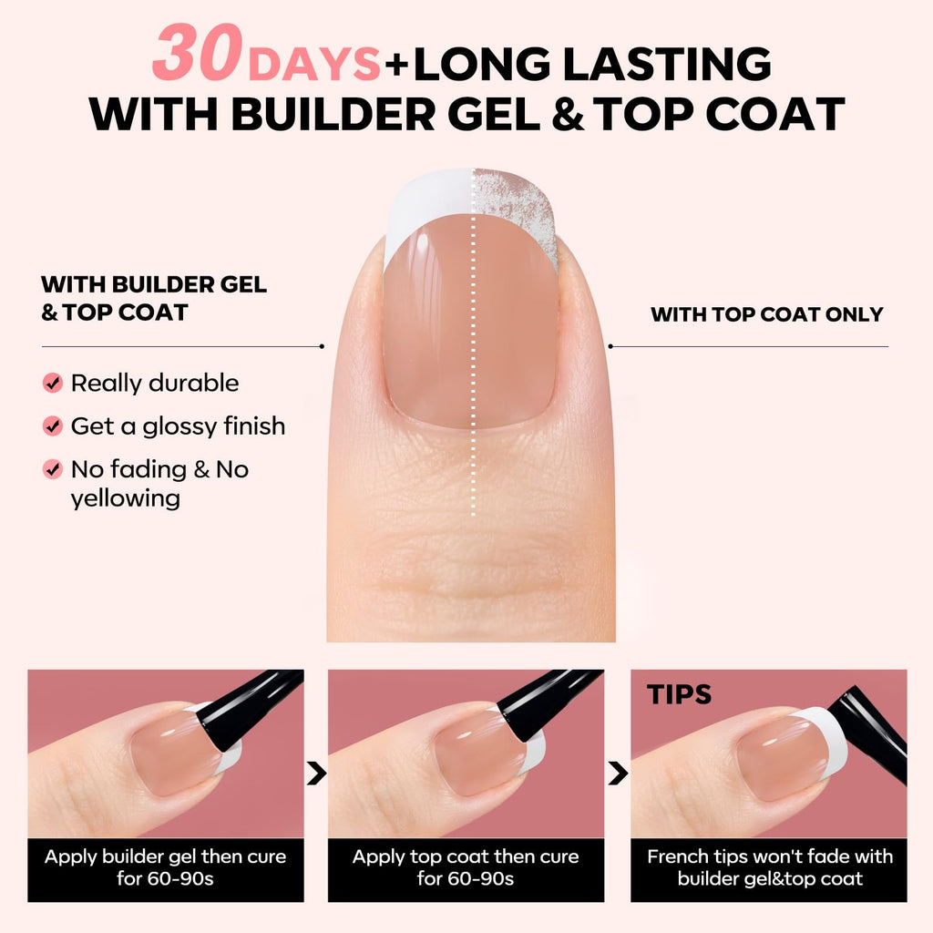 Modelones Gel Nail Kit with LED Light — 150 PCS, 15 Sizes, French Tip