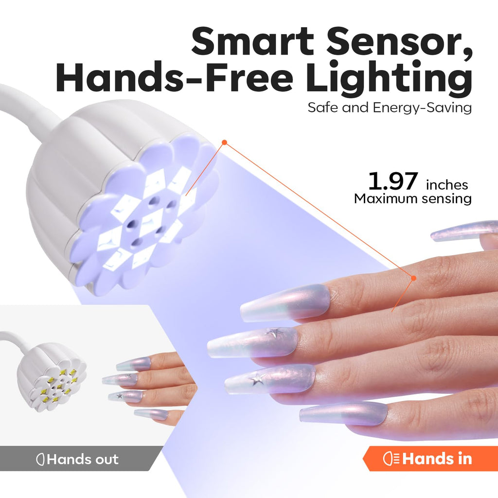 Modelones Cordless UV Nail Lamp 32W 2000mAh Gooseneck Portable Gel Nail Dryer