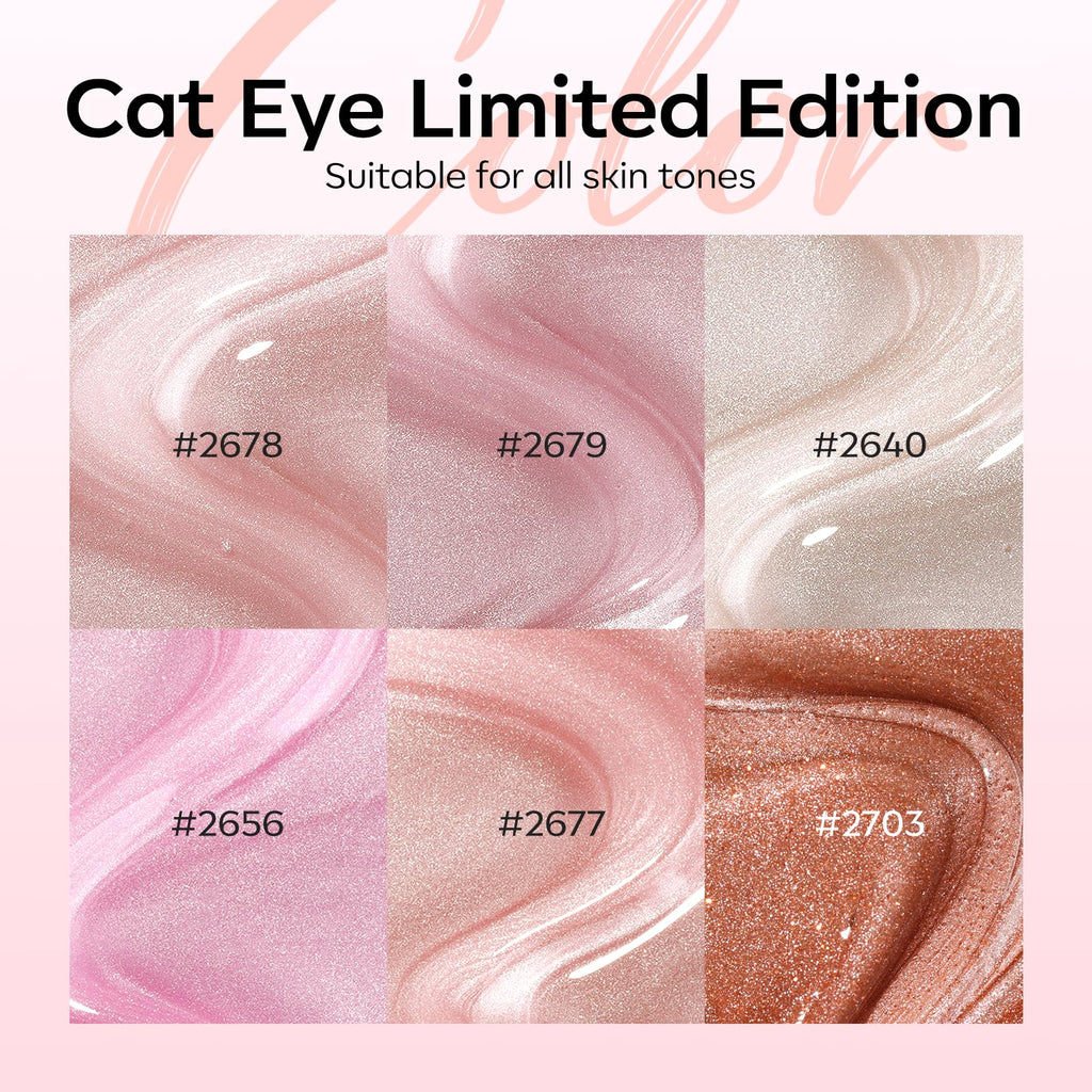 Modelones Cat Eye Gel Nail Polish Kit – 6 Nude Colors with Magnet Sparkle | Soak-Off LED Gel (Galaxy Series)