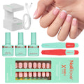 Modelones Gel Nail Kit with LED Light – 150 PCS Press-On Nails, Short Pink Square, 15 Sizes