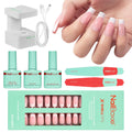 Modelones Gel Nail Kit with LED Light – 150 PCS Press-On Nails, Builder Gel, Glue, Top Coat, French Tip