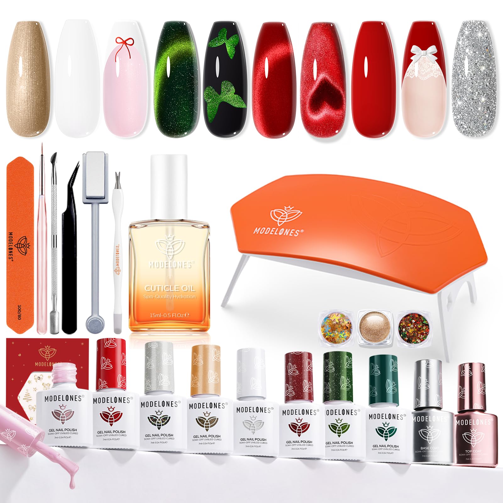 Modelones Gel Nail Polish Kit with UV Light – 23-Piece Cat Eye & Classic Gel Set