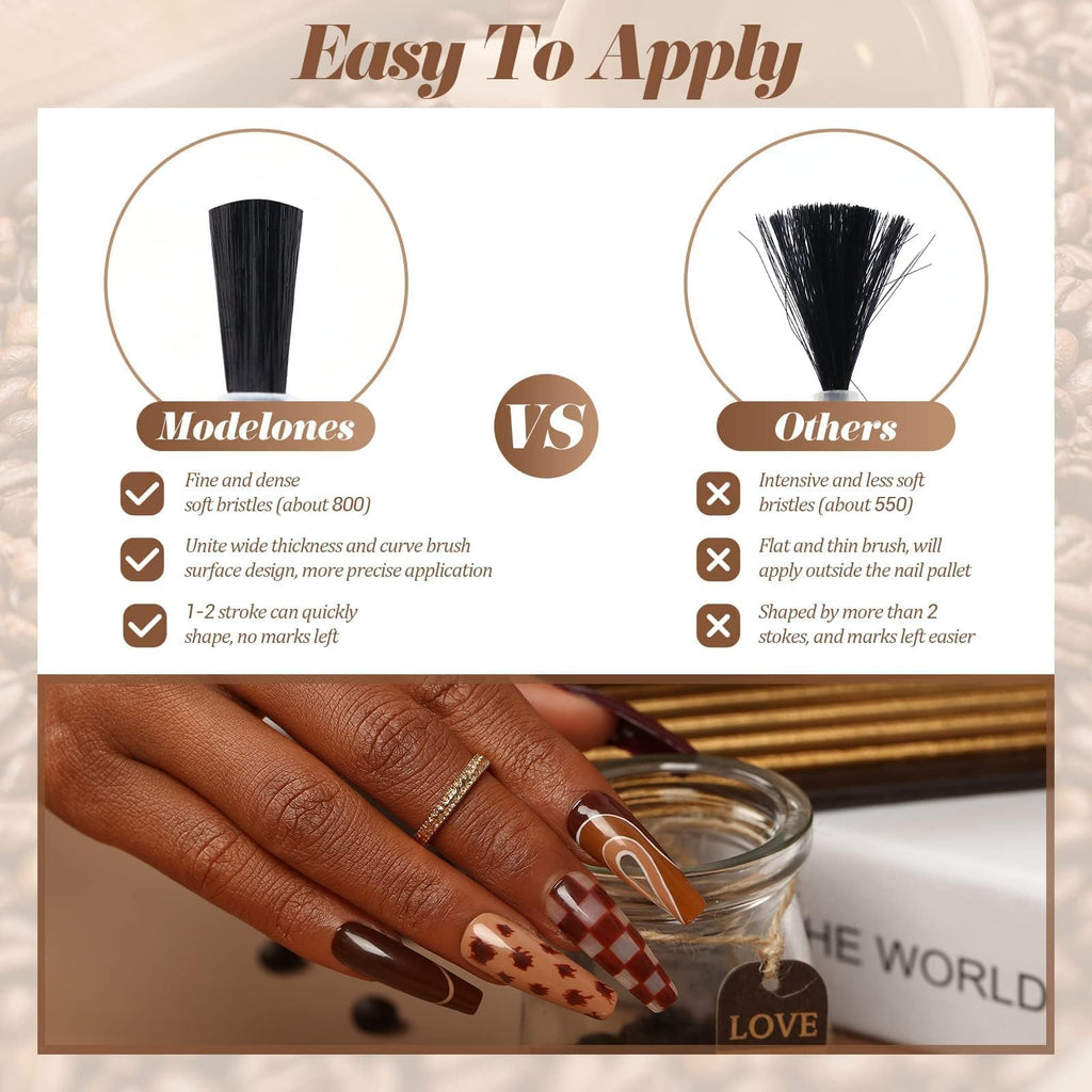 Modelones Gel Nail Polish Set — 12 Winter Neutral Browns with Gold Glitter | 7ml Bottles