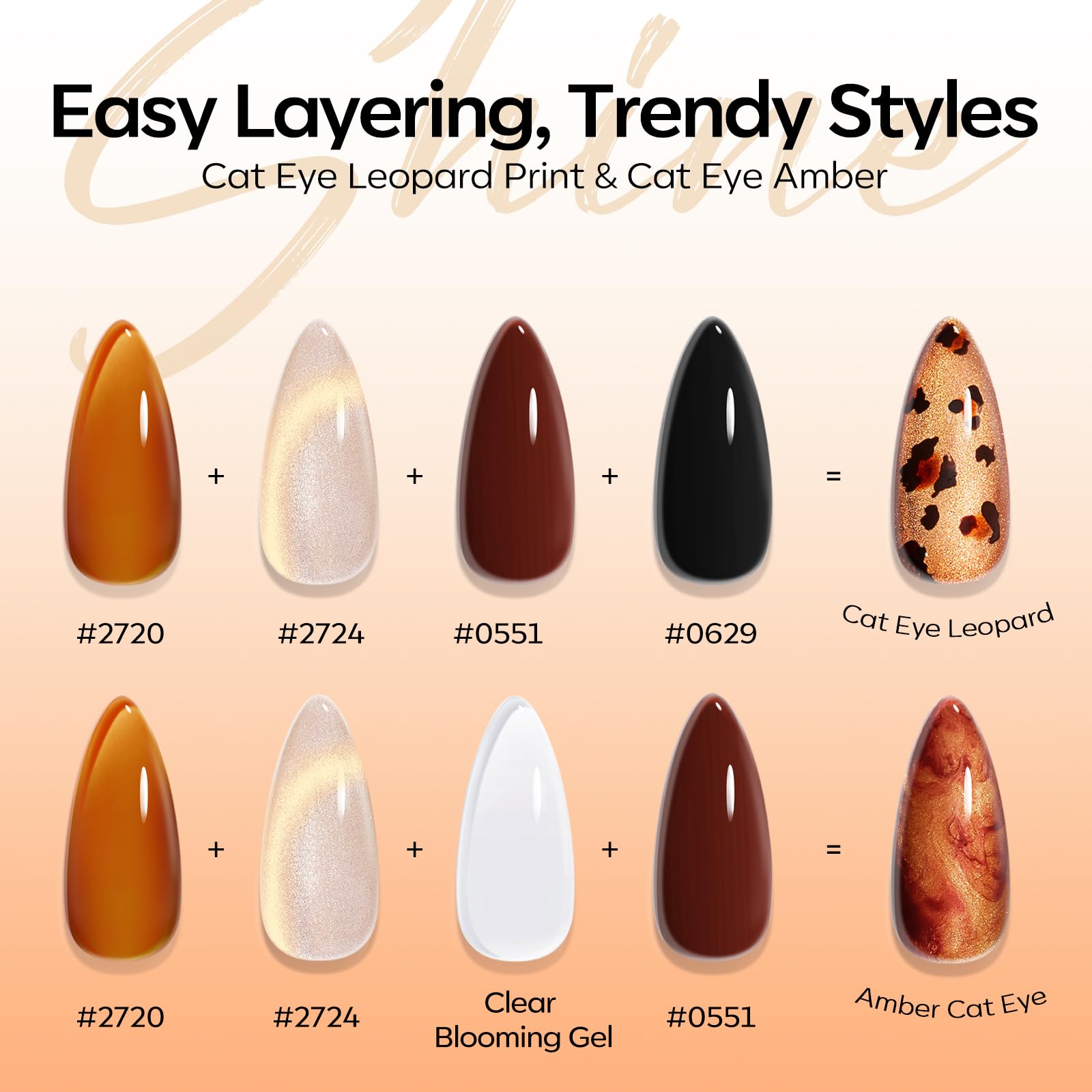 Modelones Gel Nail Polish Set – 6 Colors, Magnet & Liner Pen (Leopard Theme)