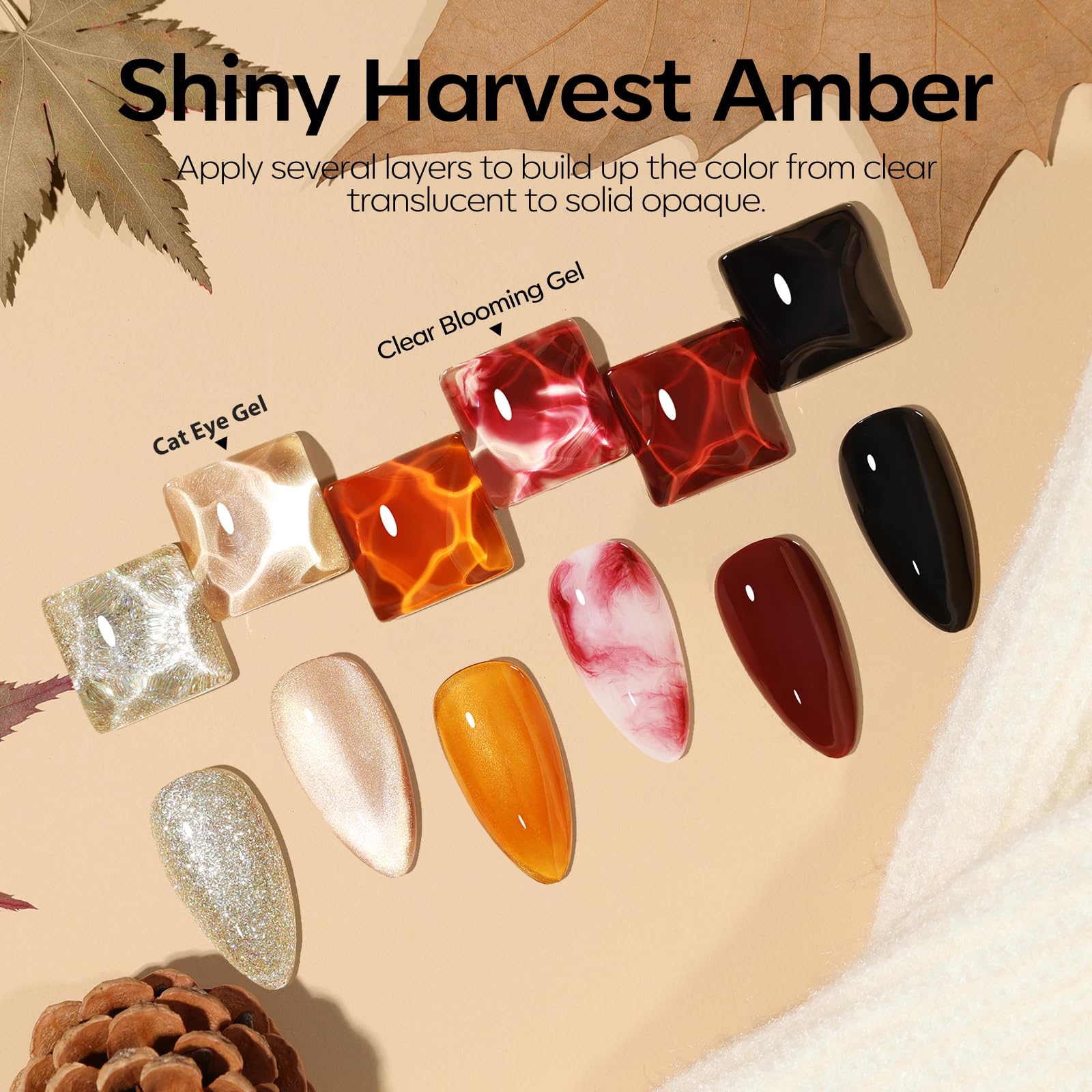 Modelones Gel Nail Polish Set – 6 Colors, Magnet & Liner Pen (Leopard Theme)