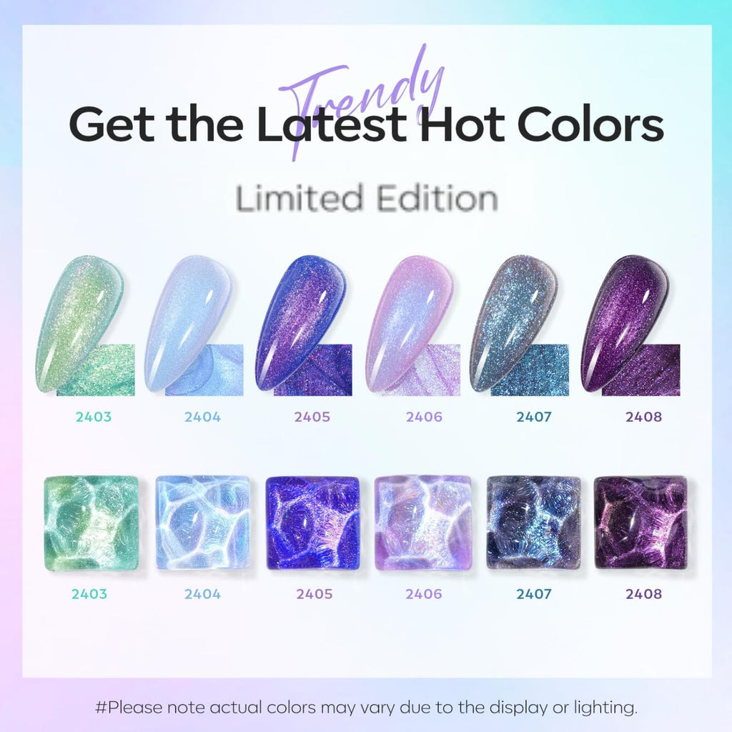 Modelones Gel Nail Polish Set – 6 Aurora Chameleon Glitter Polishes for Shifting Color Effects