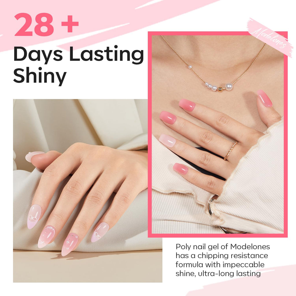 Modelones Poly Nail Gel Set – 6 Jelly Nude Pink Colors for DIY Manicure | Home Salon