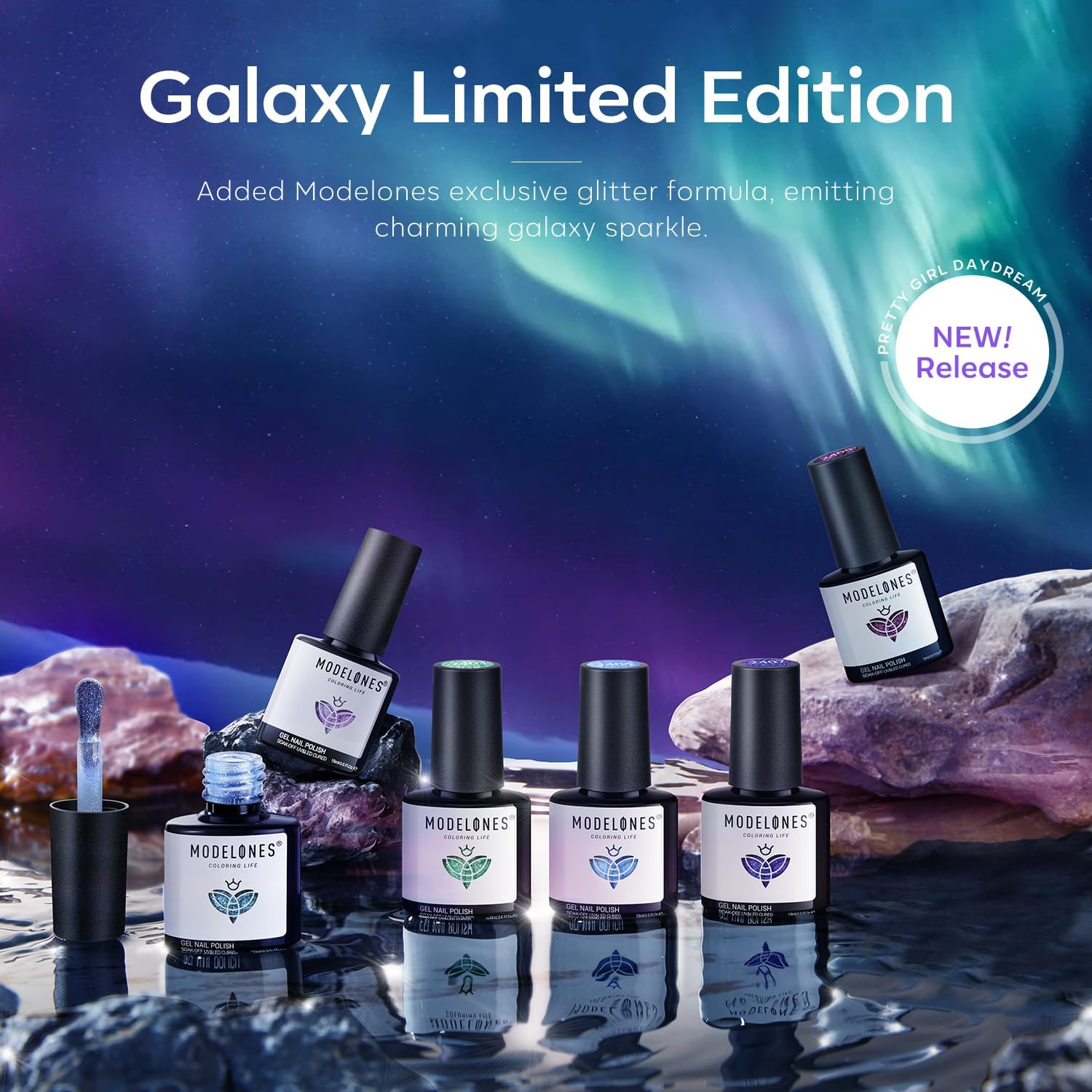 Modelones Gel Nail Polish Set – 6 Aurora Chameleon Glitter Polishes for Shifting Color Effects