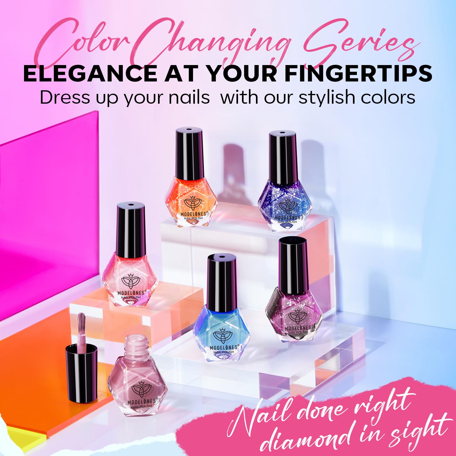 Modelones Color Changing Nail Polish Set – 6 Mood Colors, Quick Dry, Ombre