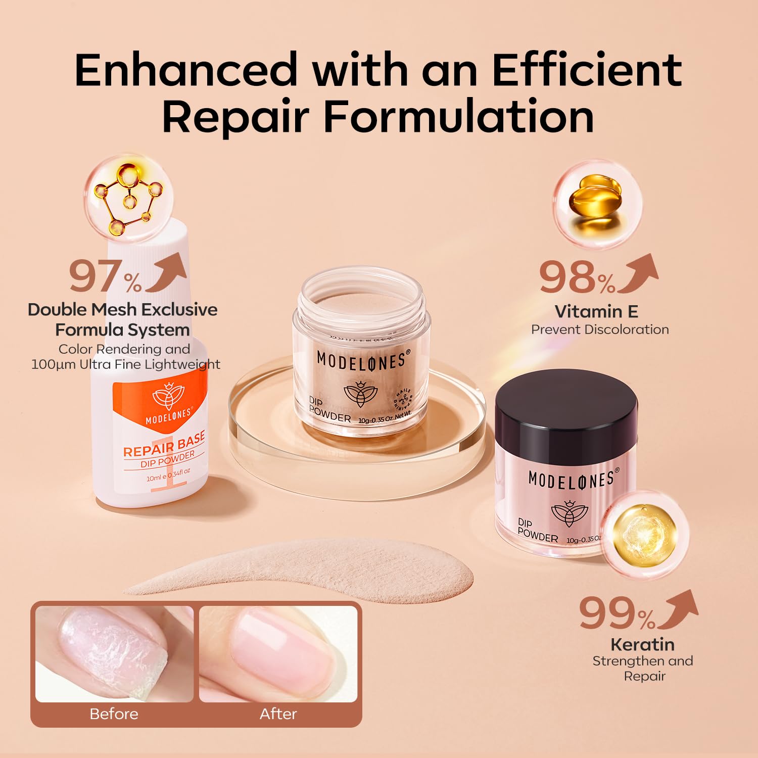 Modelones Nude Dip Powder Nail Kit — 4 Colors, No Lamp Needed, Complete DIY French Nail Starter Set