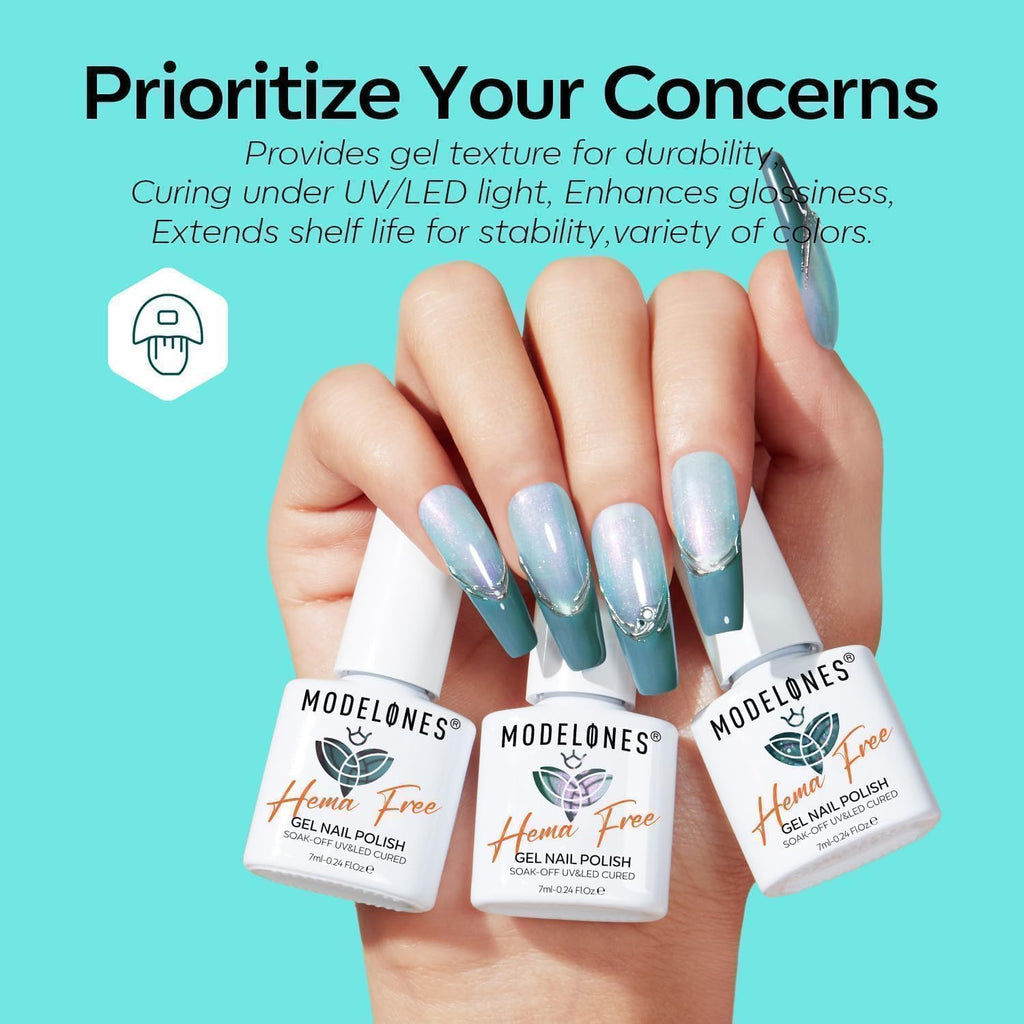 Modelones Gel Nail Polish Kit – 6 HEMA-Free Cat Eye Colors + Magnet
