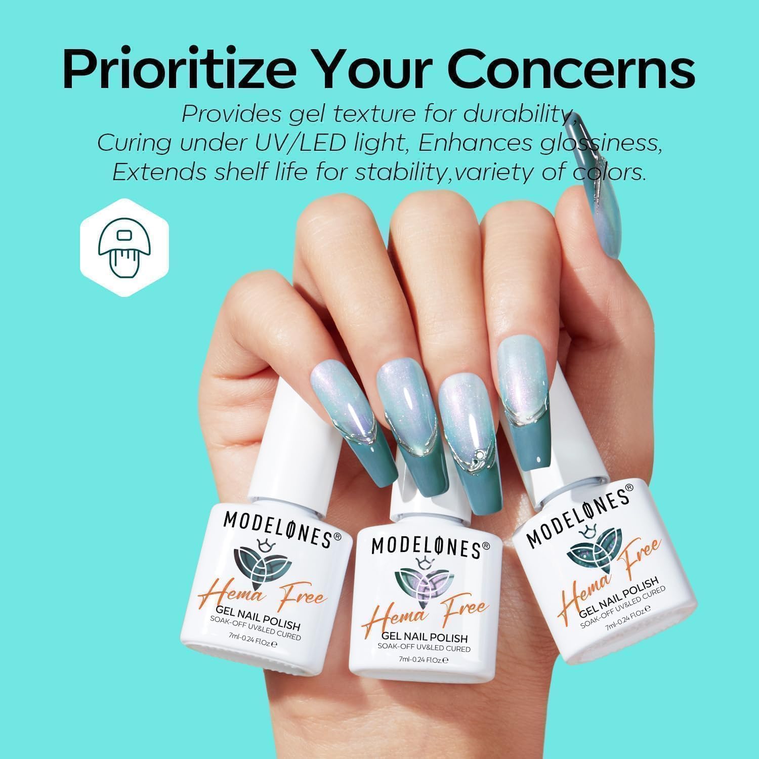Modelones Gel Nail Polish Kit – 6 HEMA-Free Cat Eye Colors + Magnet