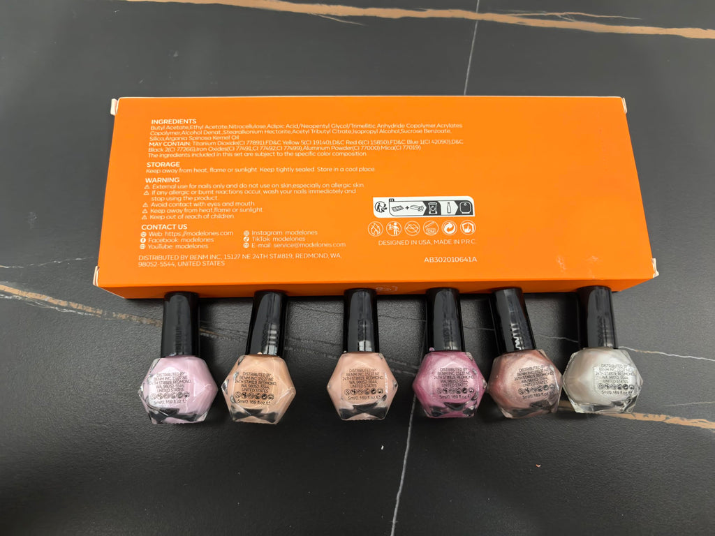 Modelones Nail Polish Set — 6 Neutral Nude Pink Shades, Quick Dry & Long-Lasting