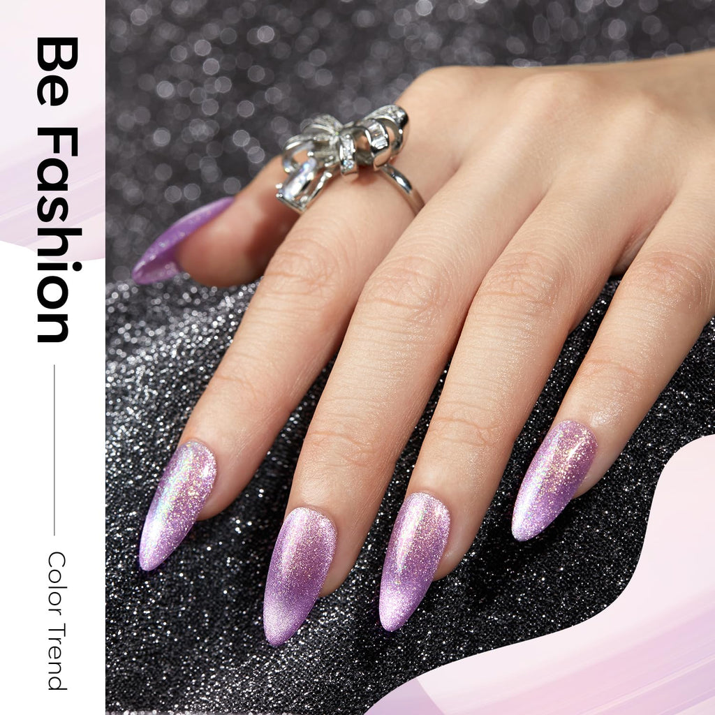 Modelones Holographic Cat Eye Gel Nail Polish Kit – 6-Color Rainbow Galaxy Set with Magnet