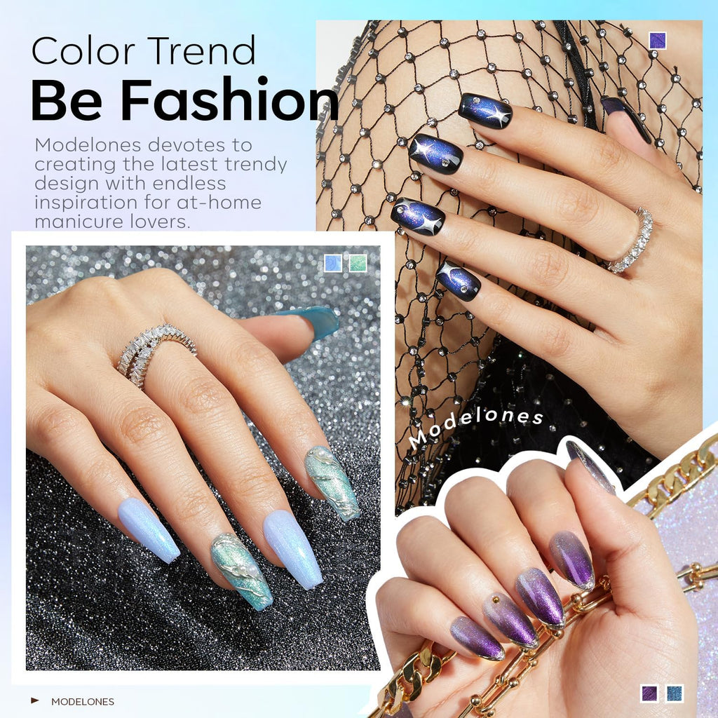 Modelones Gel Nail Polish Set – 6 Aurora Chameleon Glitter Polishes for Shifting Color Effects