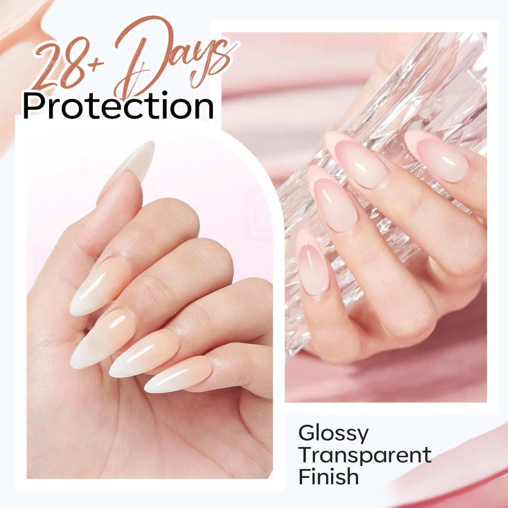 Modelones Rubber Base Builder Gel Polish — 6-Color Nude Pink Set with 6-in-1 Base Coat, Apex Builder & Extension