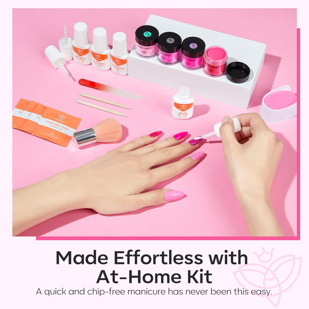 Modelones Dip Powder Nail Kit — 4 Colors Hot Pink, Red, Rose, Glitter Rose; No Lamp Needed