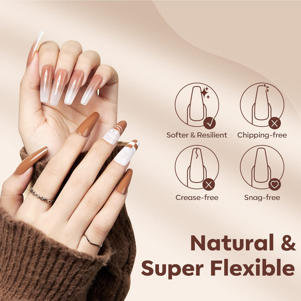 Modelones Long Coffin Nail Tips – 500 Pcs, 10 Sizes, Full Matte, Strong Adhesion for Natural-Looking Extensions
