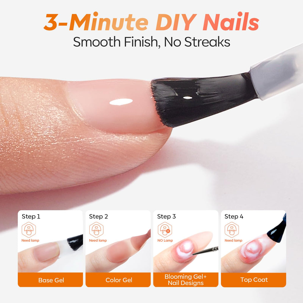 modelones Gel Top Coat & Blooming Set – 15ml, 3-Piece Nail Art Kit