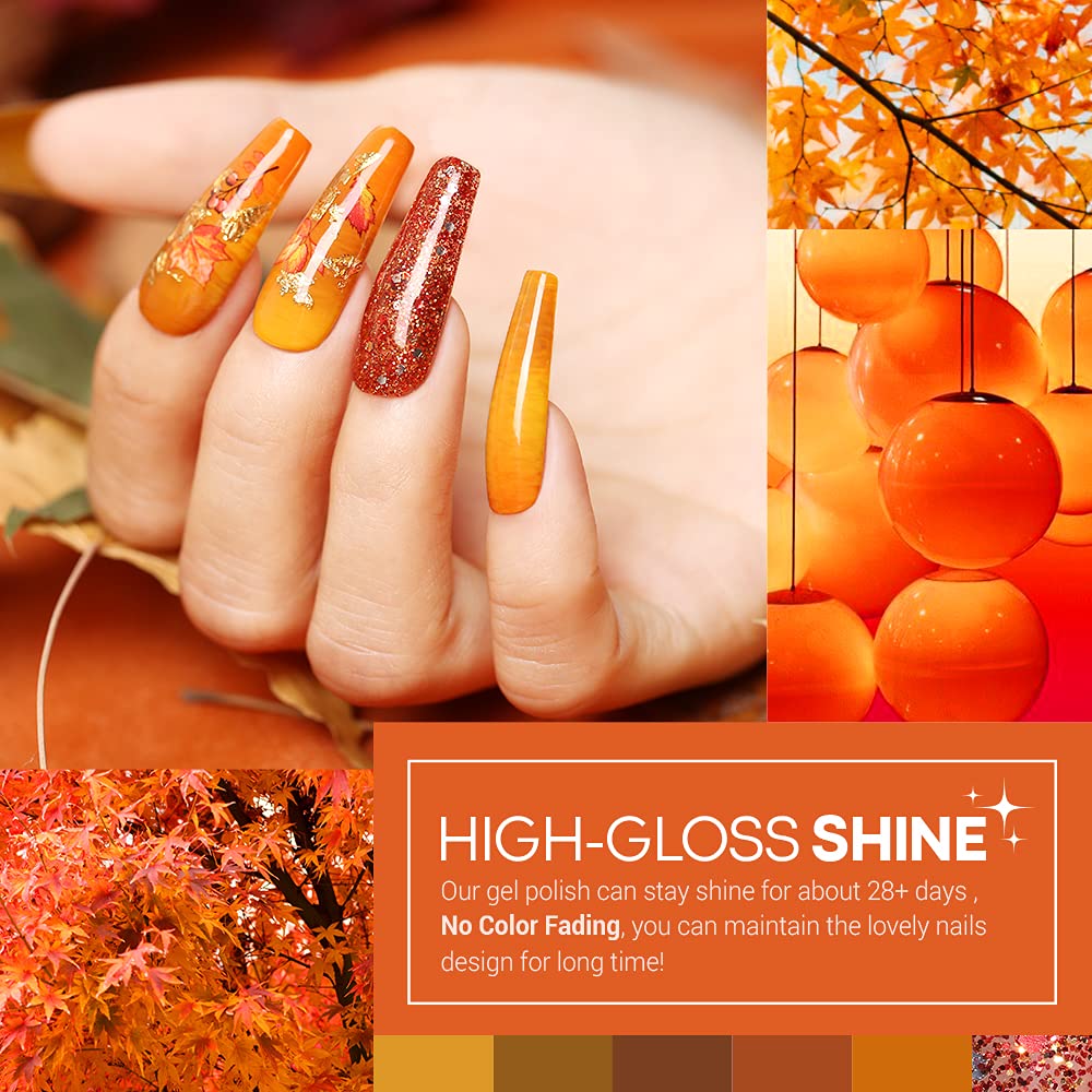 Modelones 20 Colors Gel Nail Polish Kit – Fall/Winter Set with Glitter, Glossy & Matte Top Coats, No-Wipe Base, DIY Manicure at Home