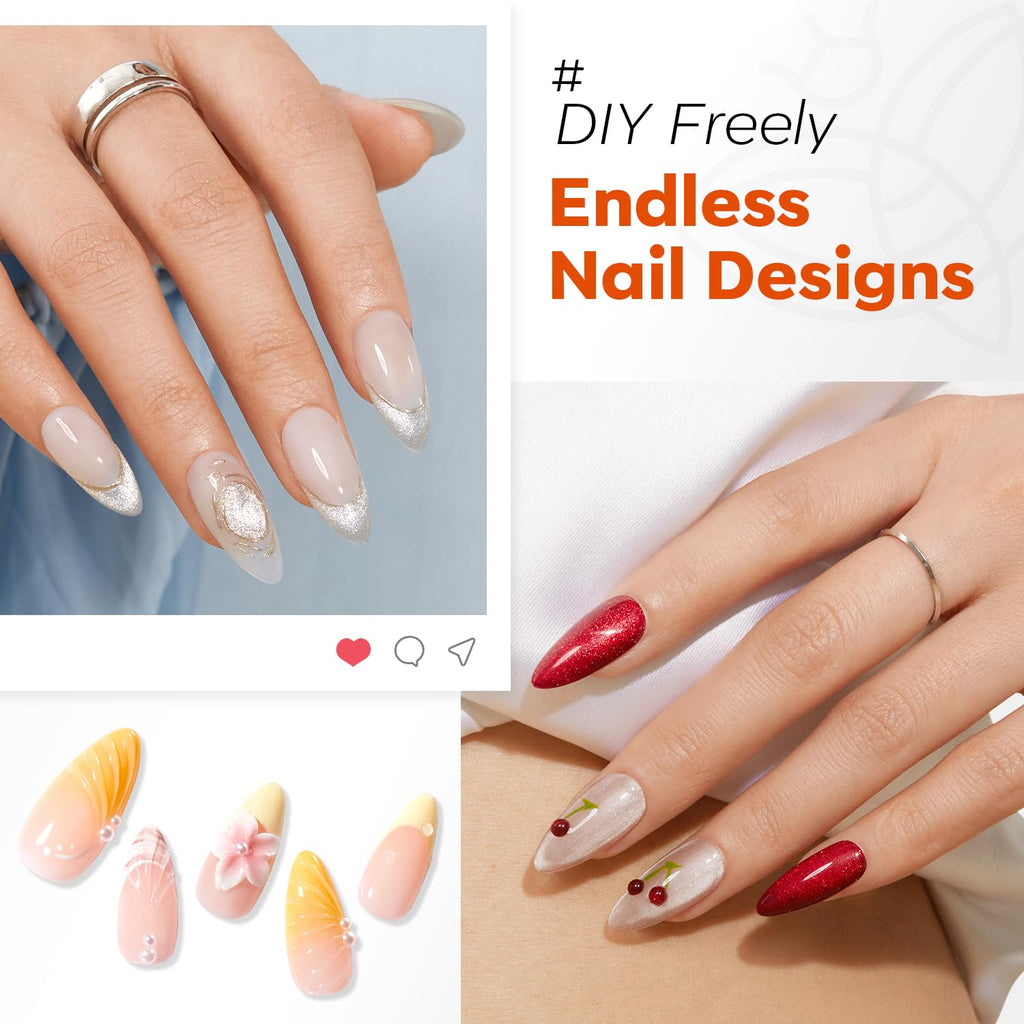 Modelones X Nail Gel Kit Almond: 510 Tips, Gooseneck LED Lamp, 10-in-1 Glue & Dehydrator