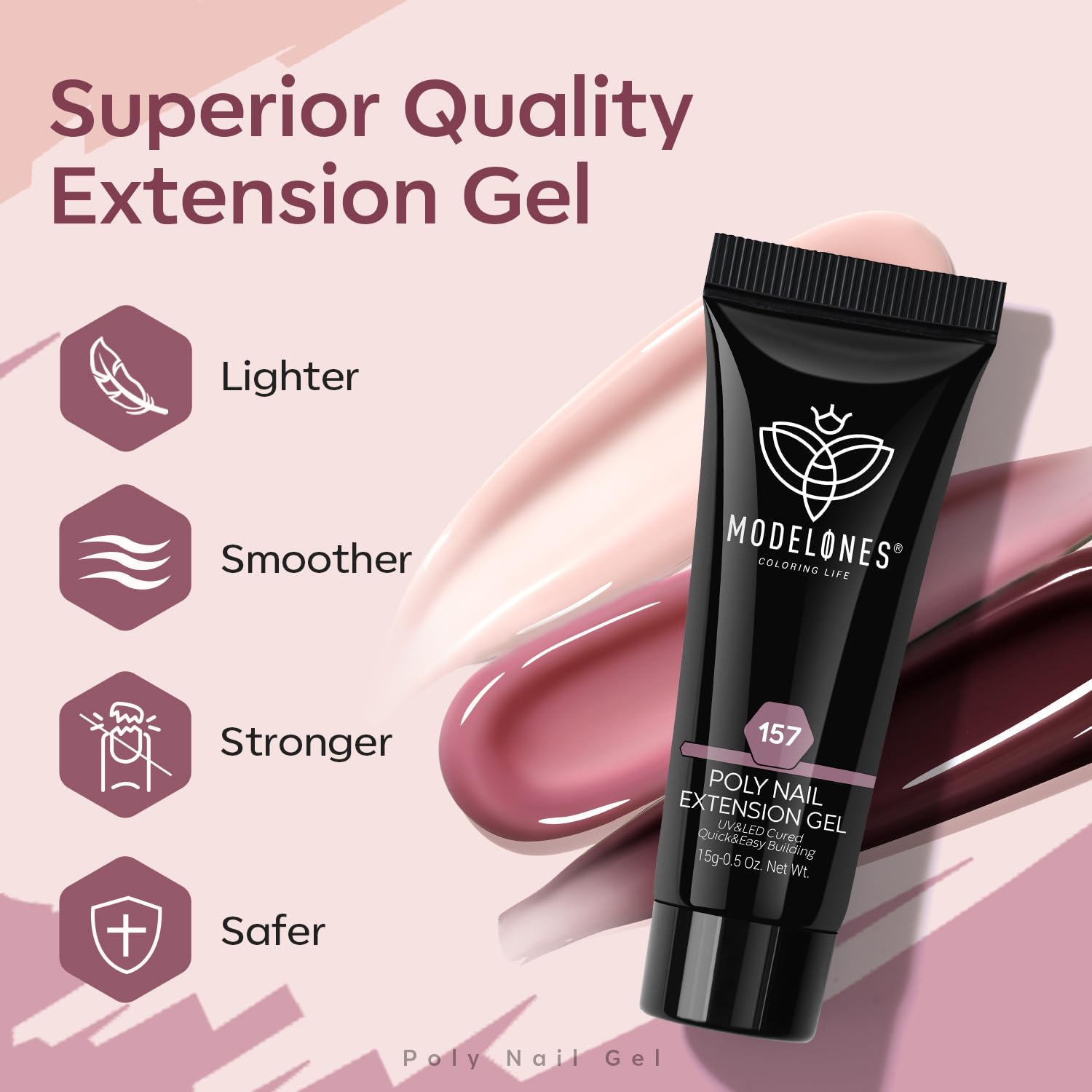 Modelones Poly Extension Gel Nail Kit — 6 Colors + 8W Lamp | Beginner DIY at Home
