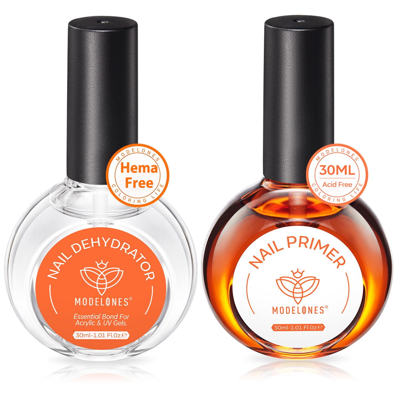 modelones 30 ml nail dehydrator and primer – acid free, hema-free prep kit for long-lasting gel & acrylic