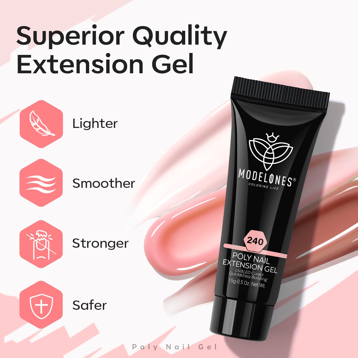 Modelones Poly Nail Gel Kit: 6 Colors + 8W Lamp for At-Home Nails