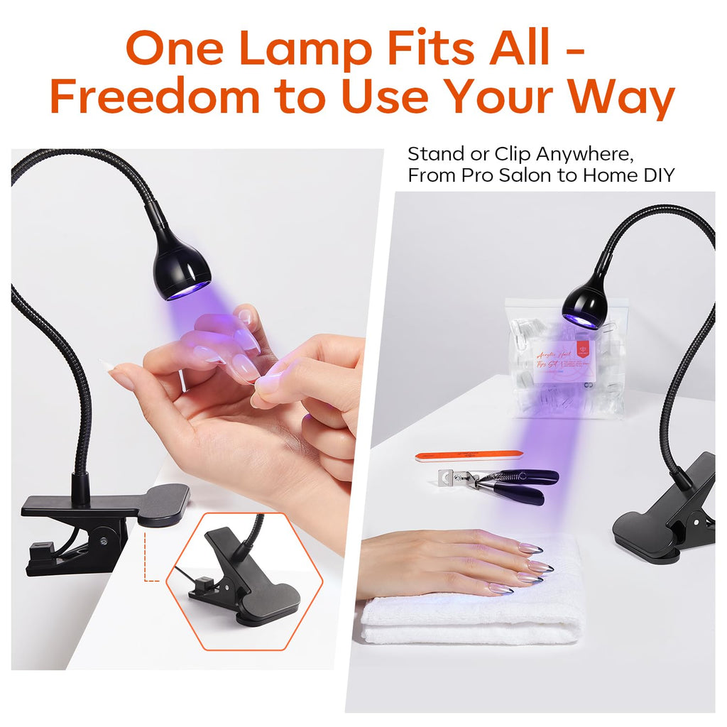 Modelones X Nail Gel Kit Almond: 510 Tips, Gooseneck LED Lamp, 10-in-1 Glue & Dehydrator