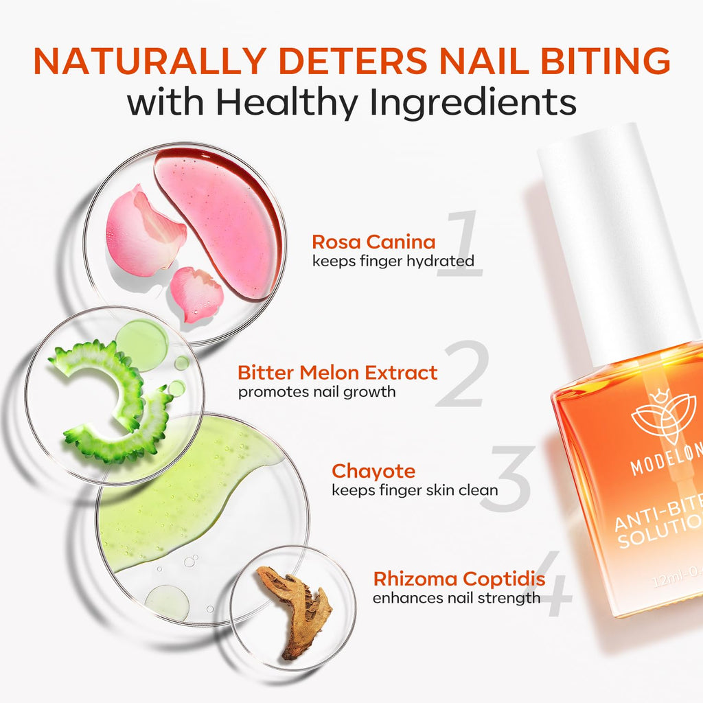 modelones Gel Nail Biting Treatment – Bitter Deterrent Nail Polish for Kids & Adults | Stop Nail Biting & Support Growth