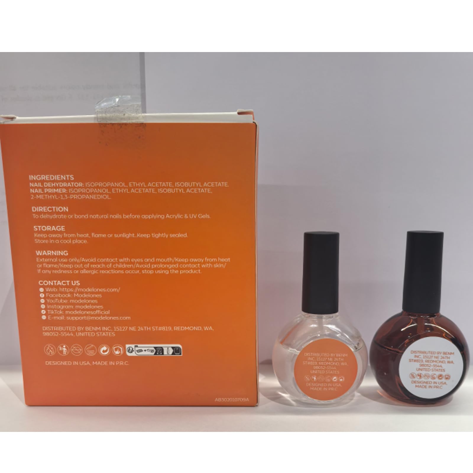 modelones 30 ml nail dehydrator and primer – acid free, hema-free prep kit for long-lasting gel & acrylic