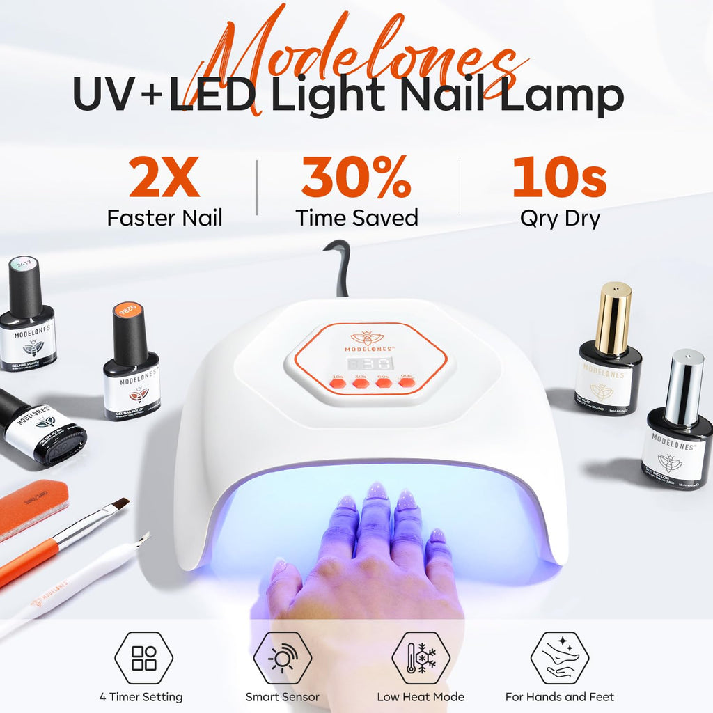 Modelones UV LED Nail Lamp – Fast Gel Nail Curing, 4 Timer Auto Sensor