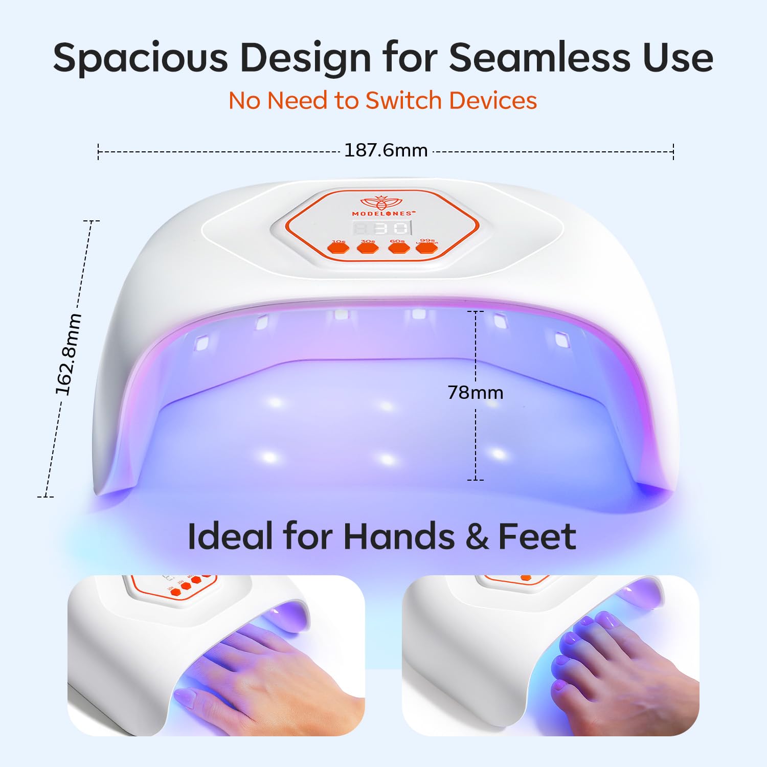 Modelones UV LED Nail Lamp – Fast Gel Nail Curing, 4 Timer Auto Sensor