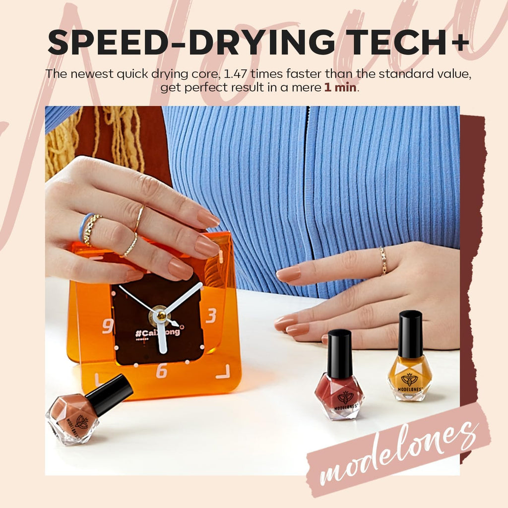 modelones Nail Polish Set – 6 Nude Tones, Quick-Dry Mini Polishes for Home Manicure
