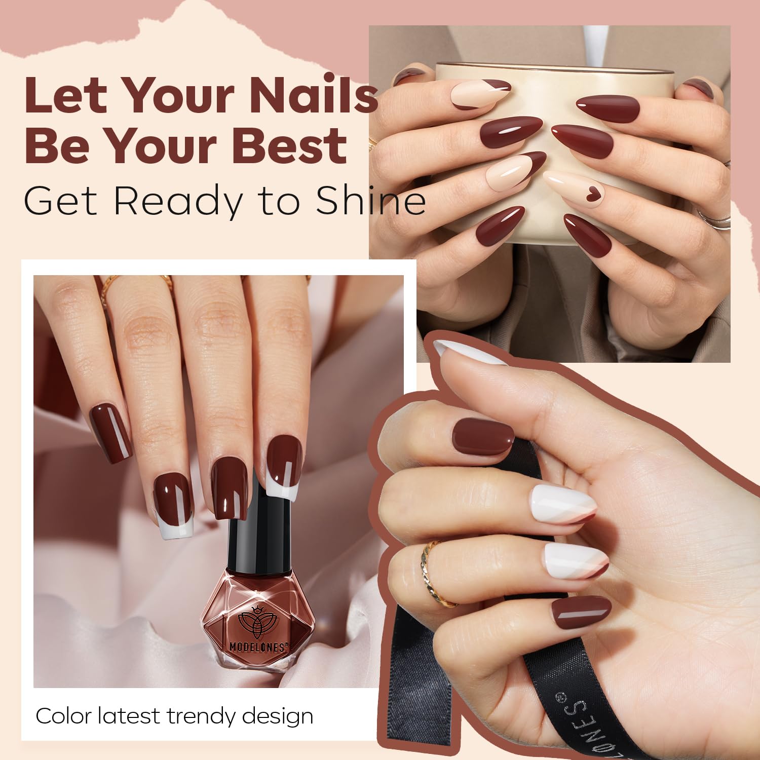 modelones Nail Polish Set – 6 Nude Tones, Quick-Dry Mini Polishes for Home Manicure