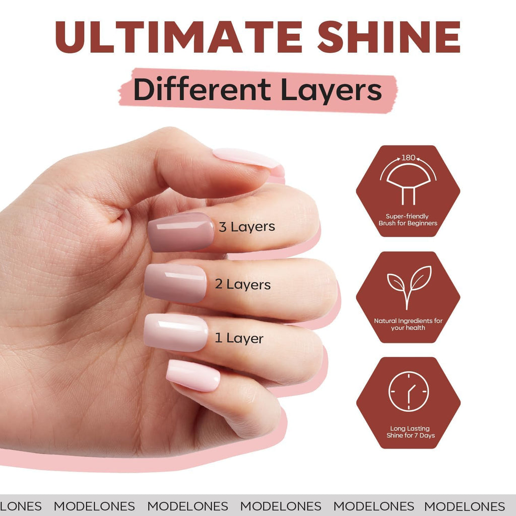modelones Nail Polish Set – 6 Nude Tones, Quick-Dry Mini Polishes for Home Manicure