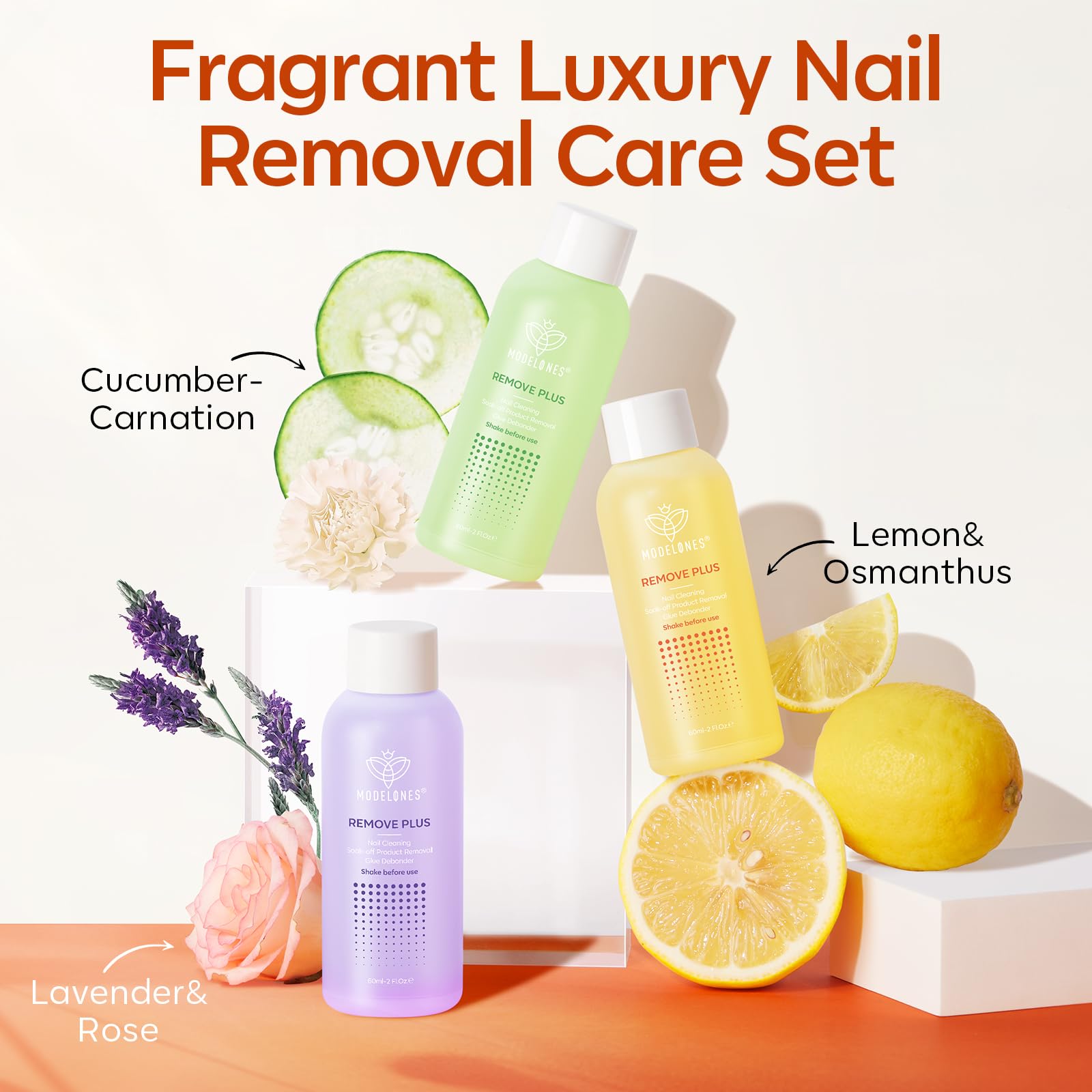 Modelones Nail Polish Remover Set with Jojoba Oil – 3 × 2oz Acetone Gel Remover