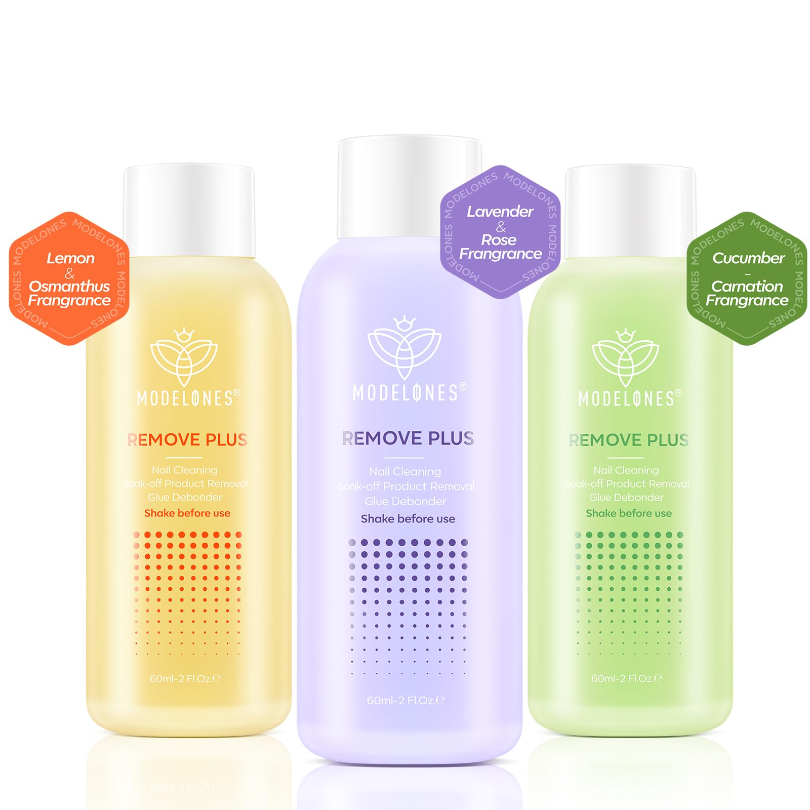 Modelones Nail Polish Remover Set with Jojoba Oil – 3 × 2oz Acetone Gel Remover