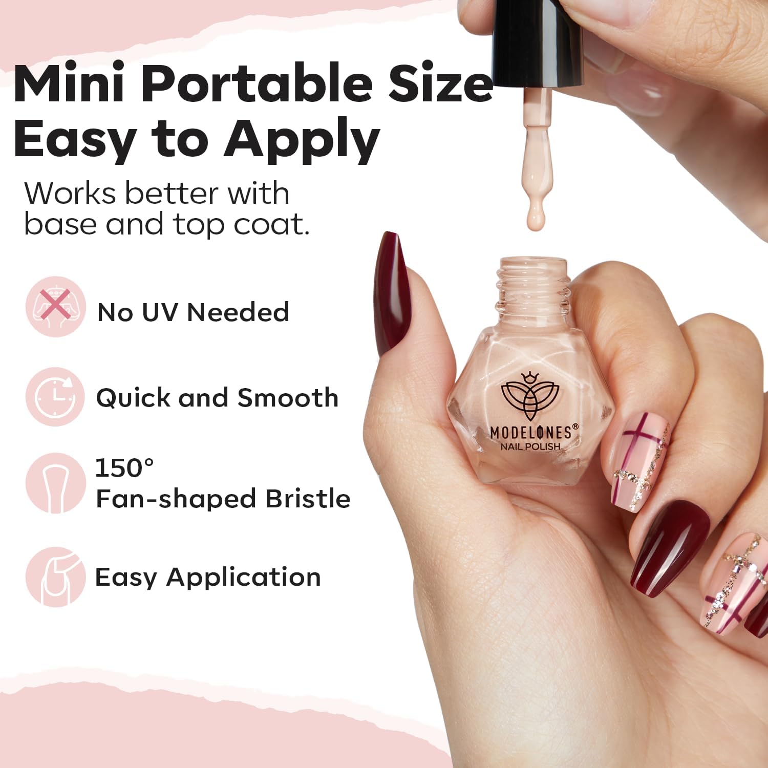 modelones Nail Polish Set – 6 Nude Tones, Quick-Dry Mini Polishes for Home Manicure