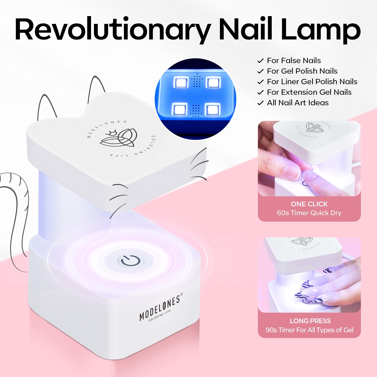 Modelones X Nail Gel Kit: 510 Short Oval Tips, 9-in-1 Glue, UV/LED Lamp